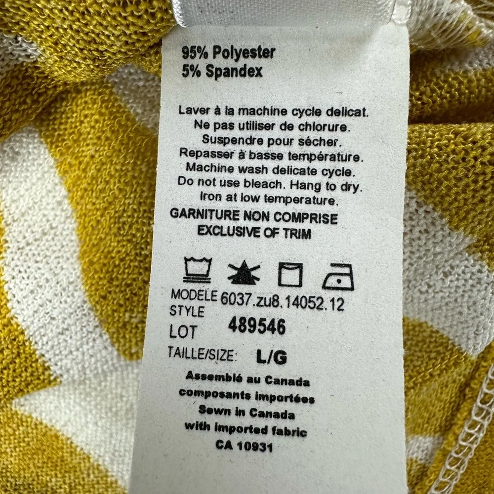 Melanie Lyne cutleaf knit top Womens Large Chartreuse white Monstera Summer - Picture 3 of 9